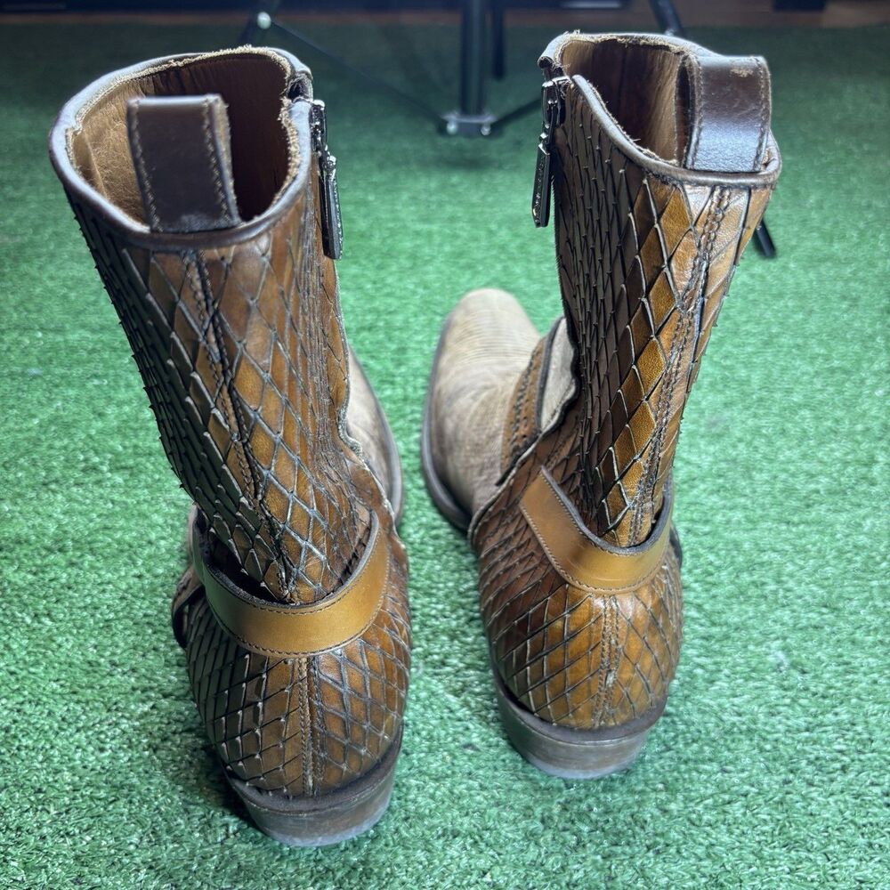 Cuadra Brown Half Python Boots Side Zip Rubber So… - image 8